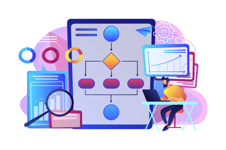 Business process automation BPA concept vector illustration